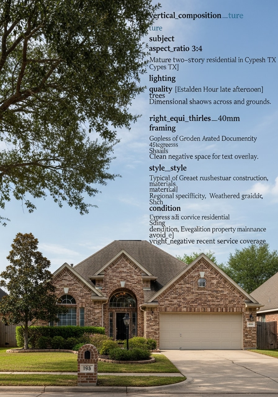 Cypress homeowner standing in front of a two-story home with mature landscaping.